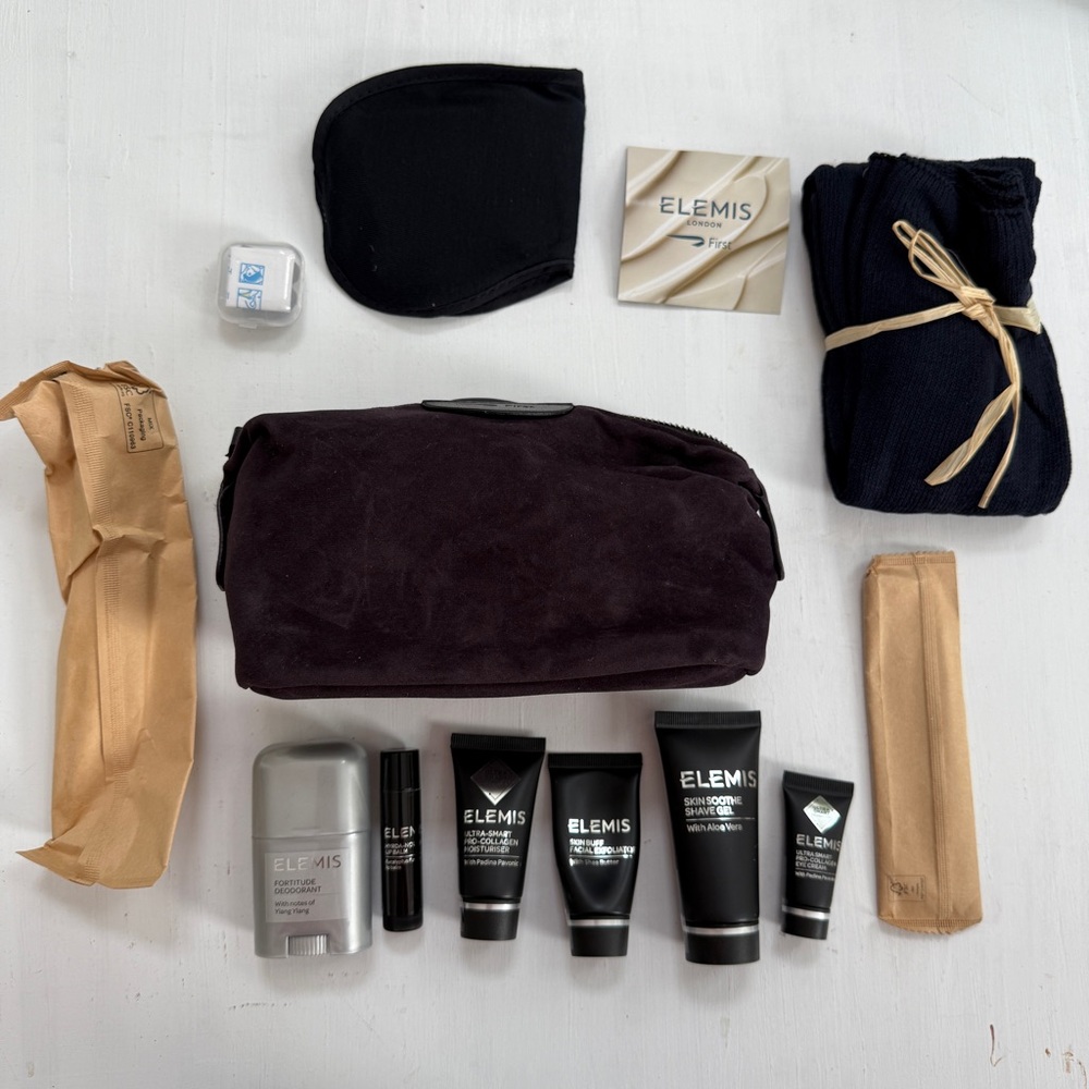 NWT Temperley for British Airways First Class zippered bag w/ Elemis toiletries
